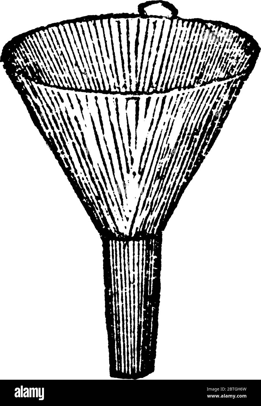 Funnel a cone shaped pipe, vintage line drawing or engraving