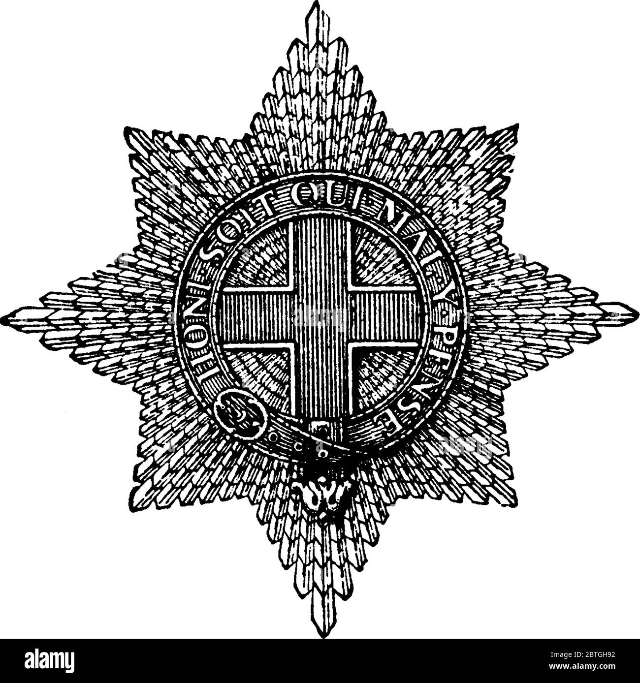 Order of the Garter Star, it is an order of chivalry founded by Edward III in 1348 . It is dedicated to the image and arms of Saint George, England's Stock Vector