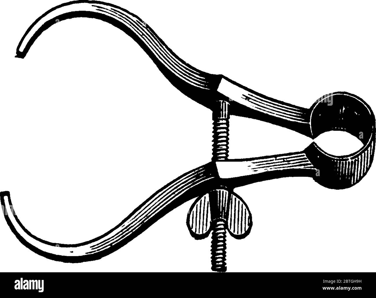 Calipers that are used to take measurements, with the help of compasses having curved legs, for measuring the diameter, of round bodies, vintage line Stock Vector