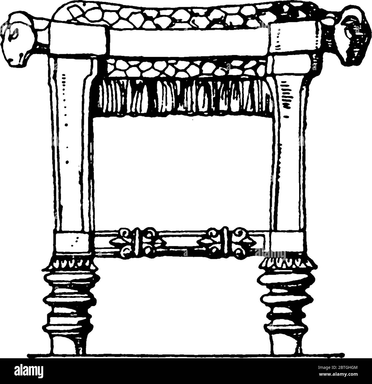 A typical representation of an Assyrian stool, vintage line drawing or