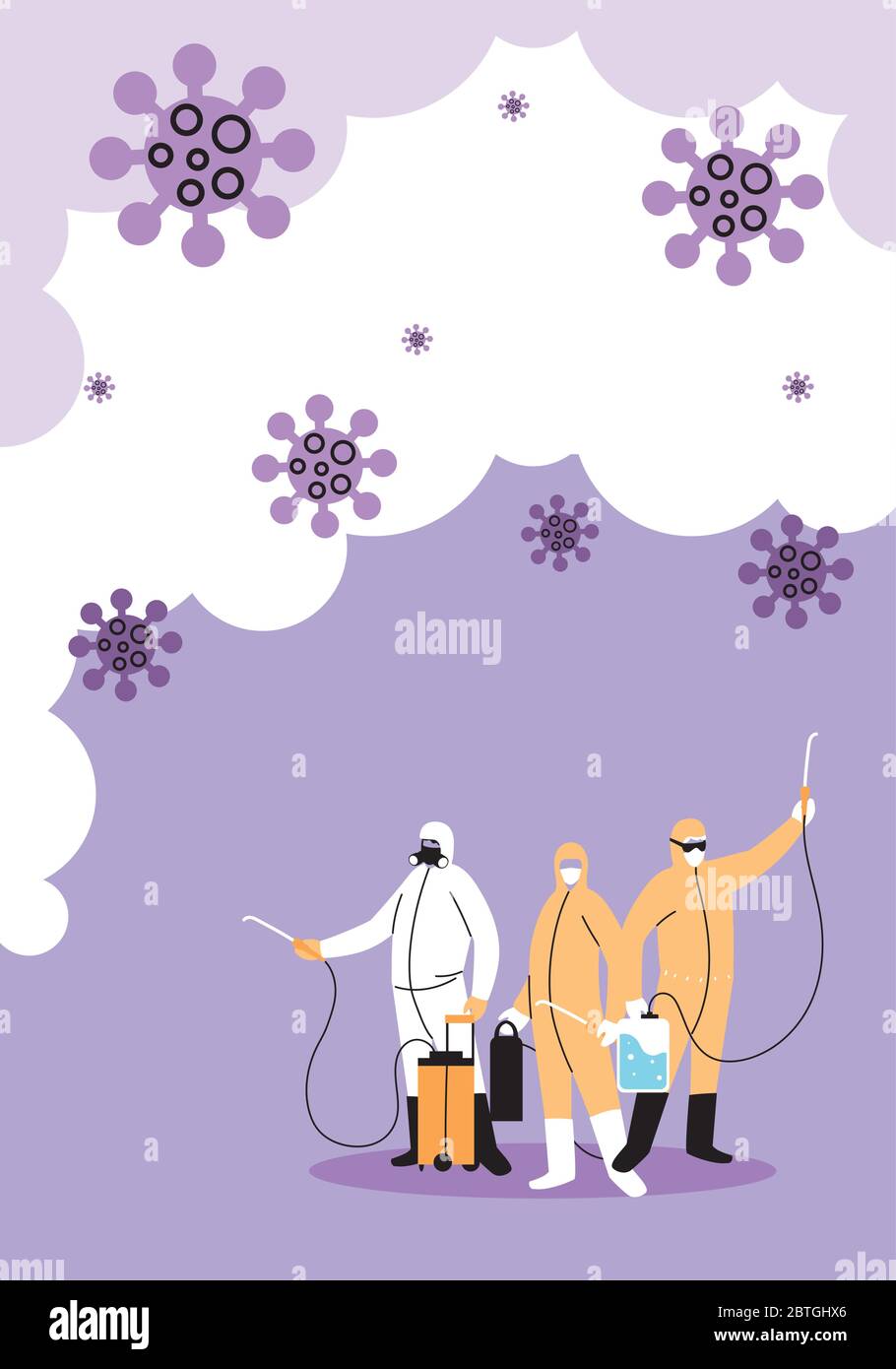 people with biosecurity suit for disinfection of covid-19 vector ...
