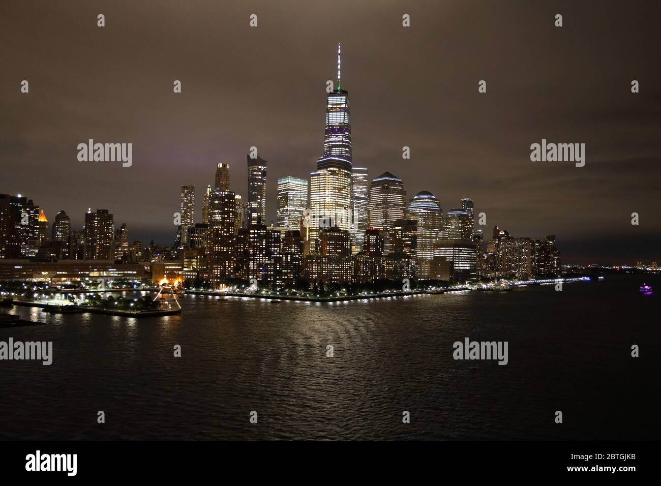 New York Skyline at Night on the Hudson River Stock Photo - Alamy