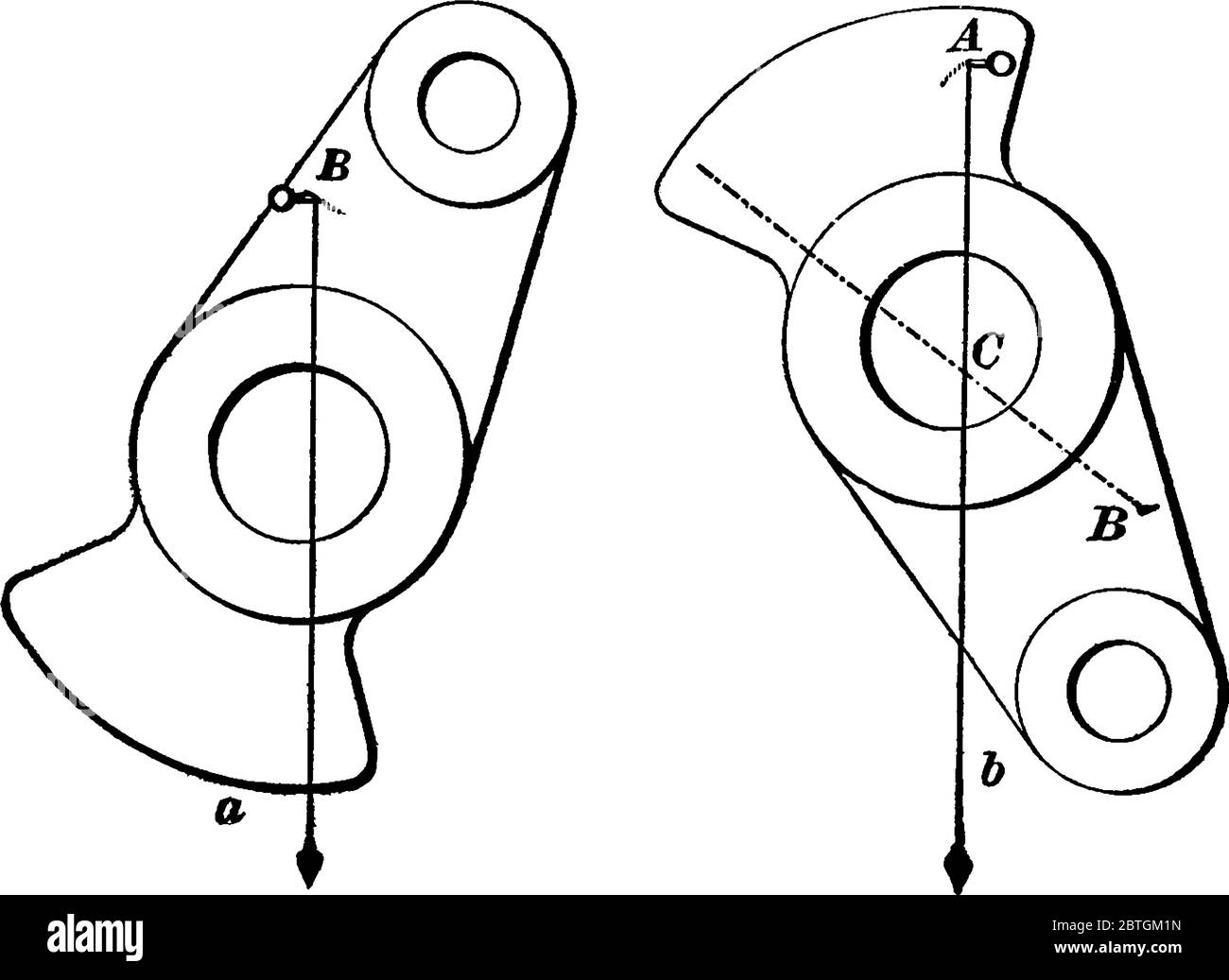 Image showing center of gravity of an solid objects, vintage line drawing or engraving