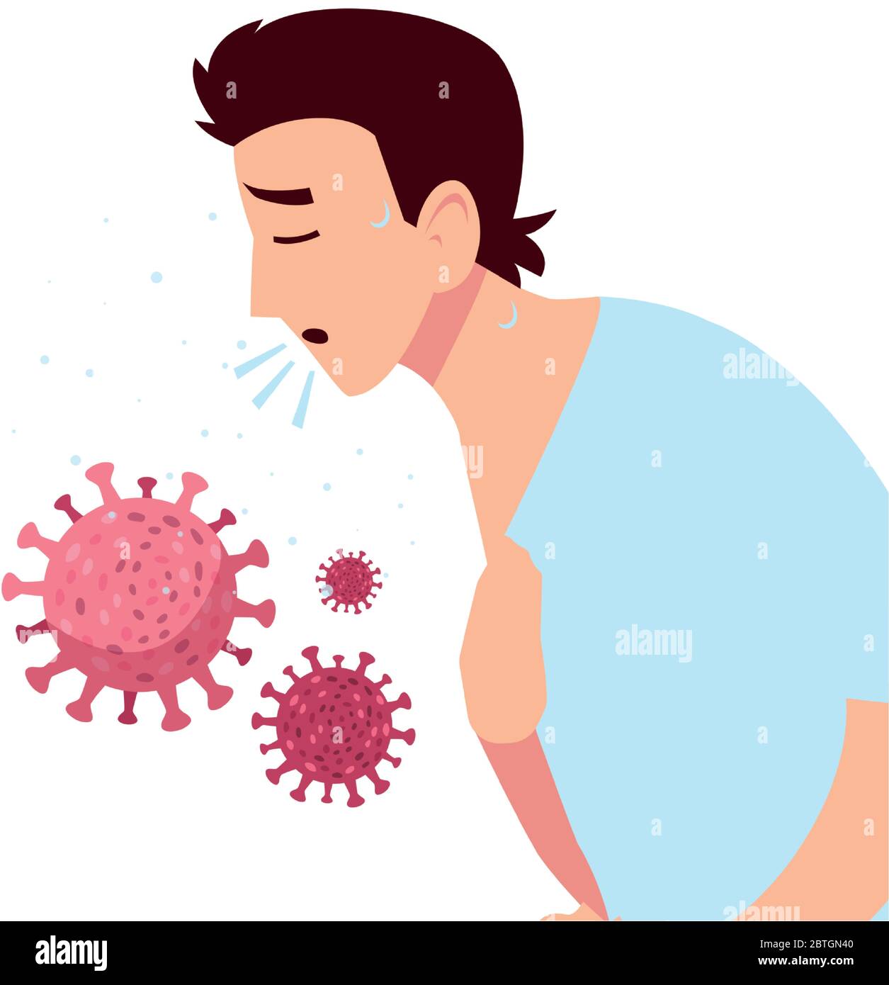 Man with dry cough feeling sick design of Medical care and covid 19