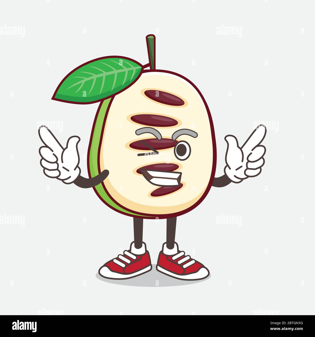 An illustration of Pawpaw Fruit cartoon mascot character with Winking eye Stock Vector