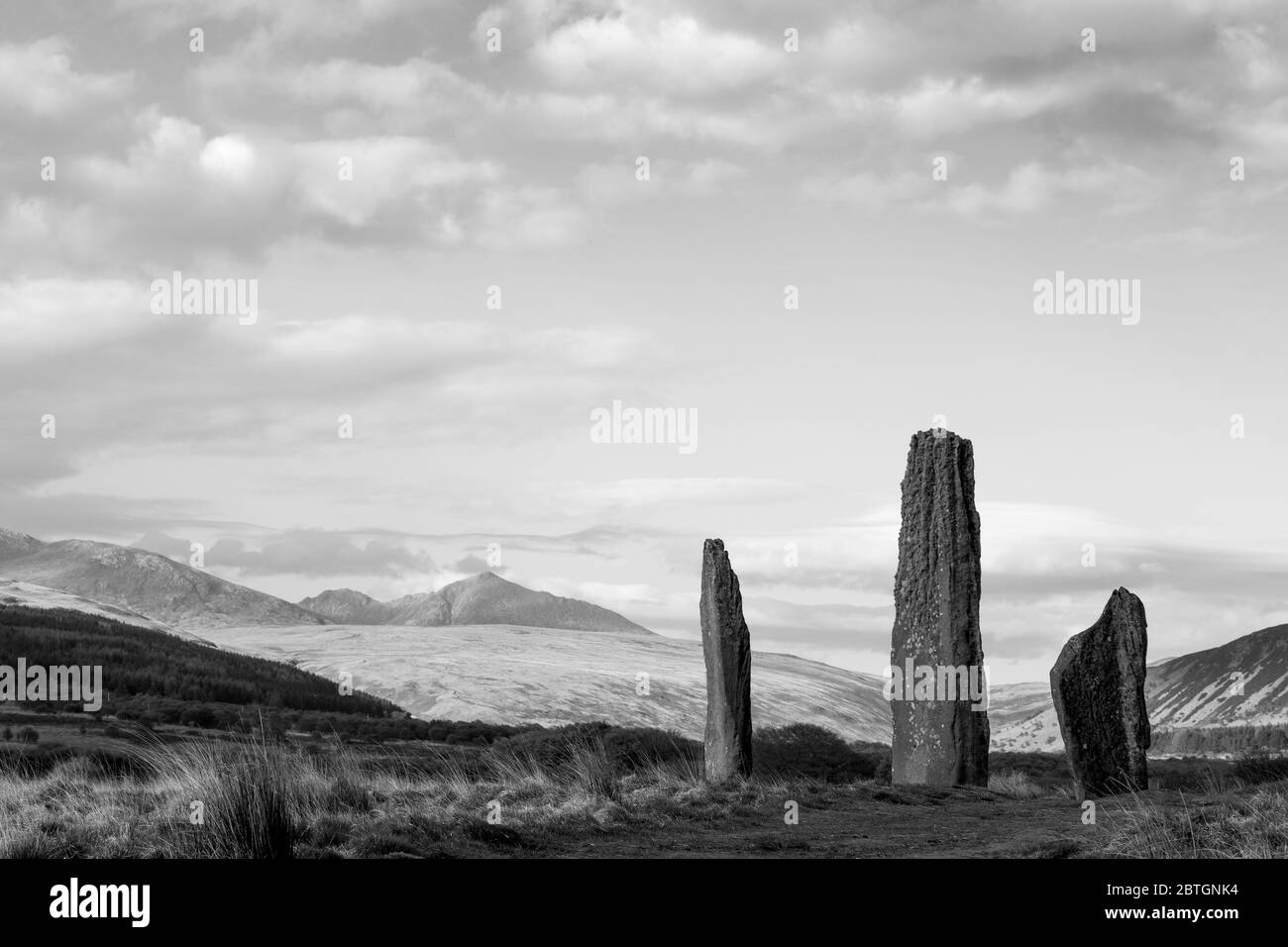machrie moor standing stones in arran Stock Photo