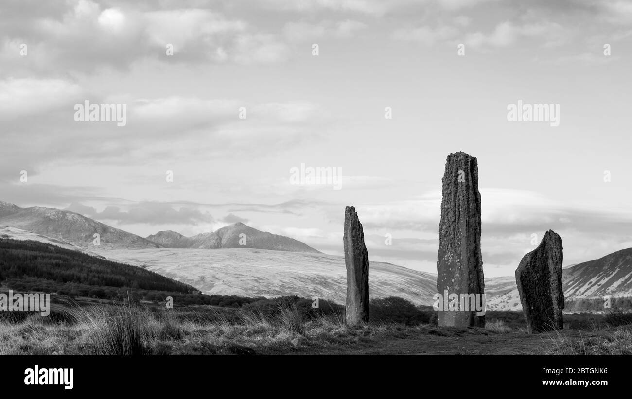 machrie moor standing stones in arran Stock Photo