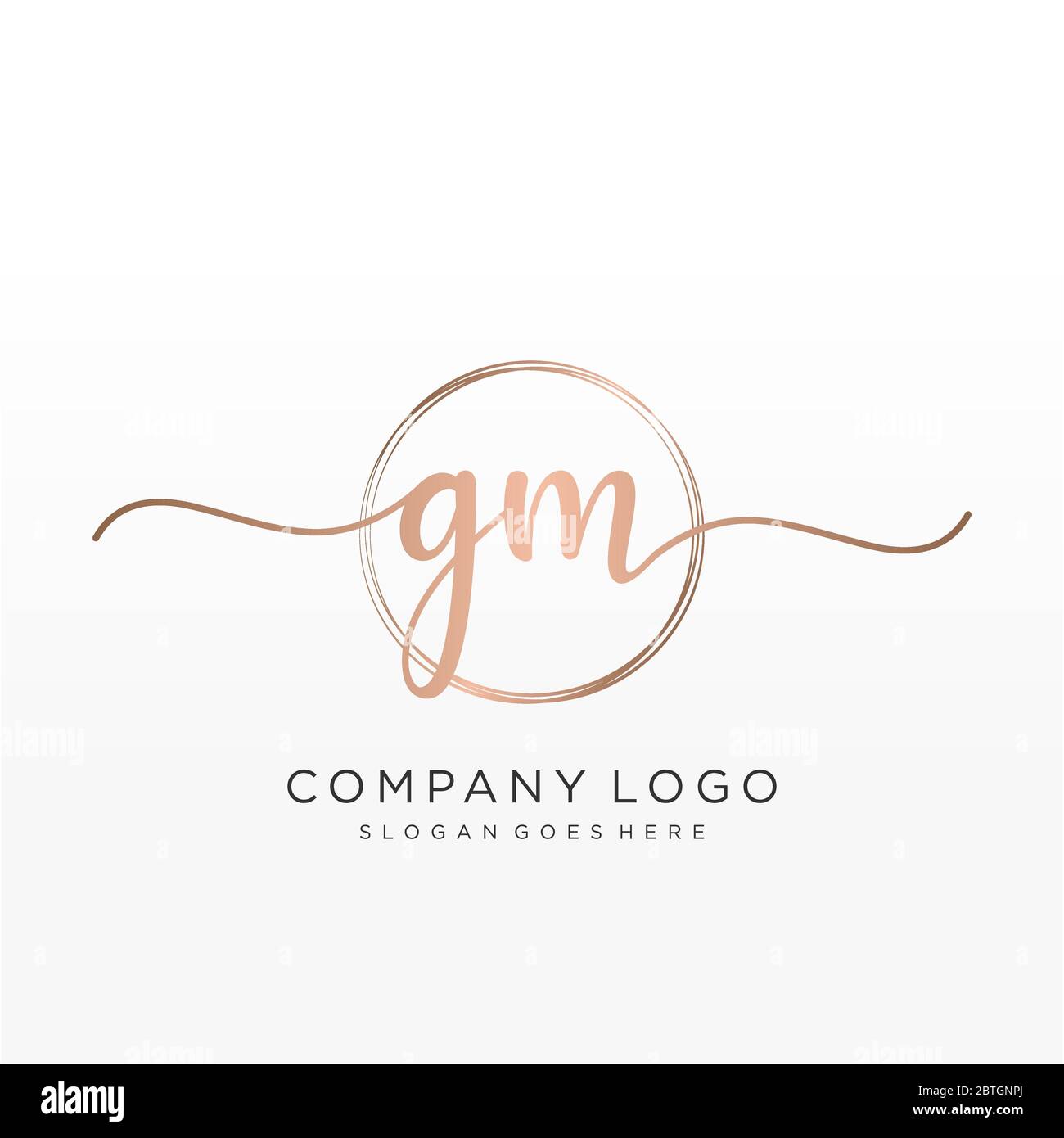 Vector Template Of Gm Initial Handwriting Logo With Circular