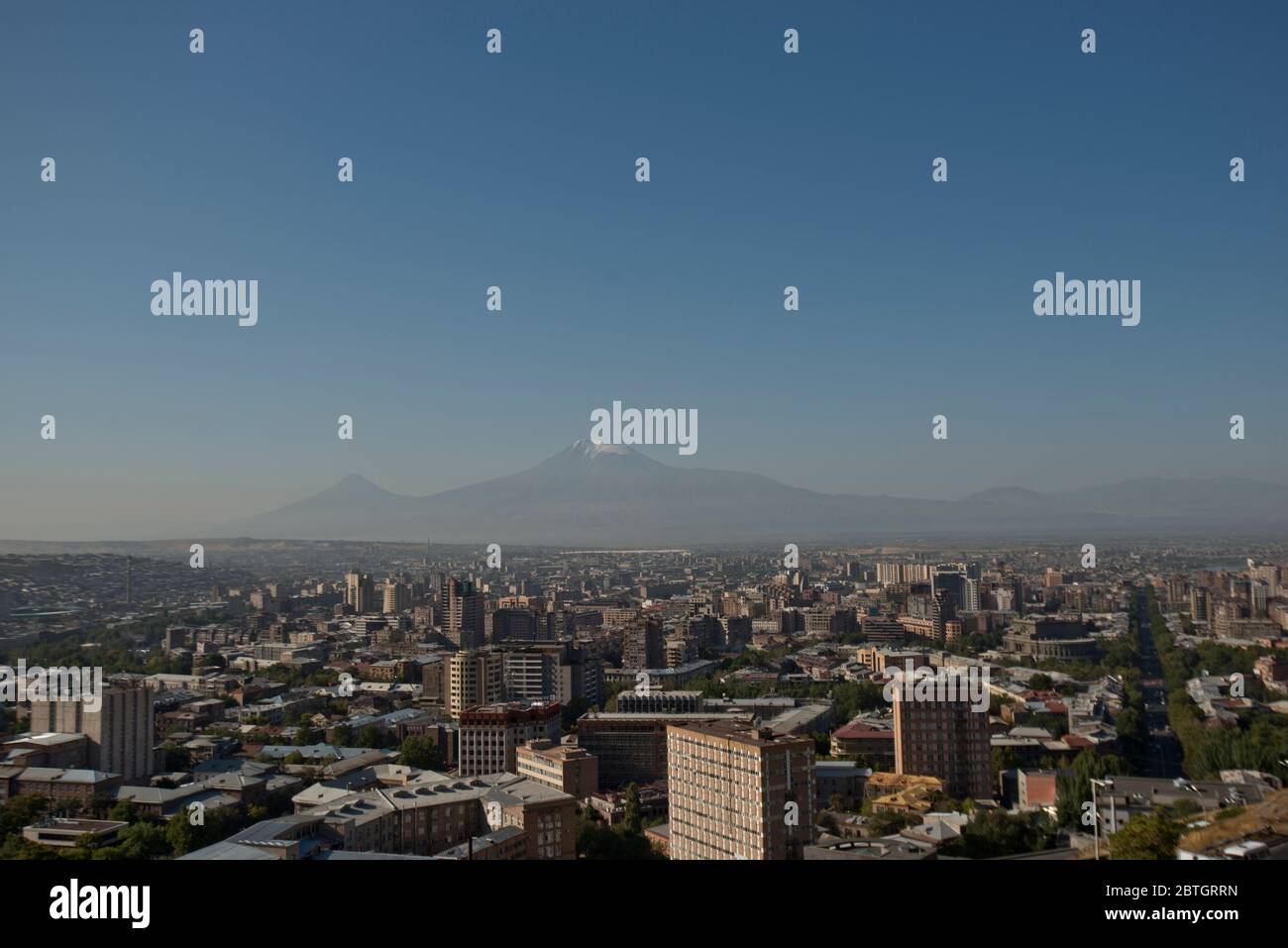 Panoramic view of Yerevan, with Mount Ararat on the background. Armenia Stock Photo