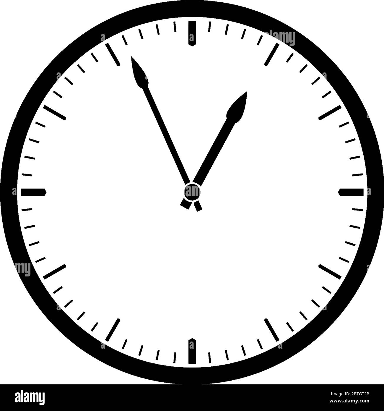 A 12hour round wall clock with the hour and minute hand, displaying