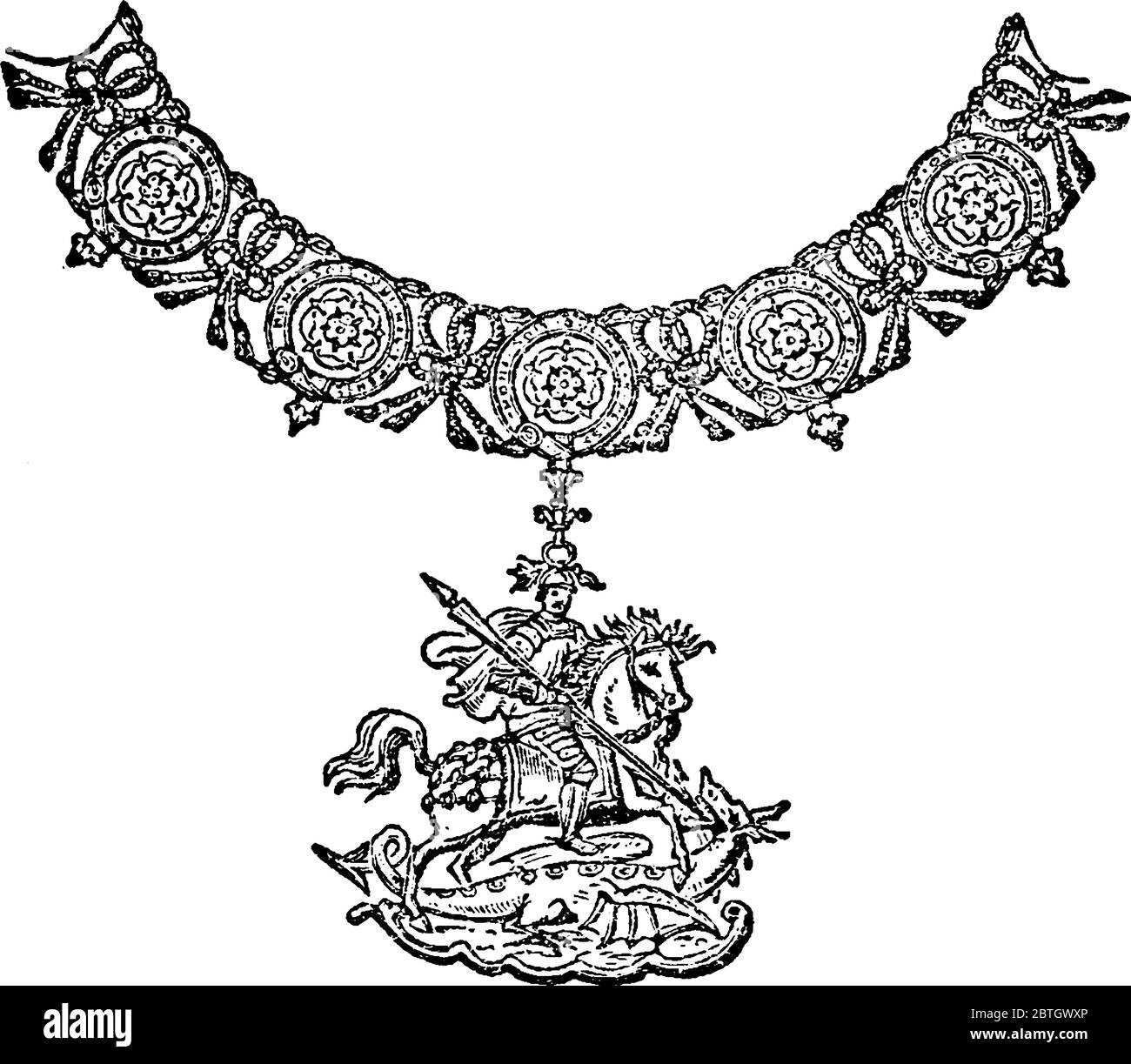 An illustration of the Order of the Garder's collar and The
