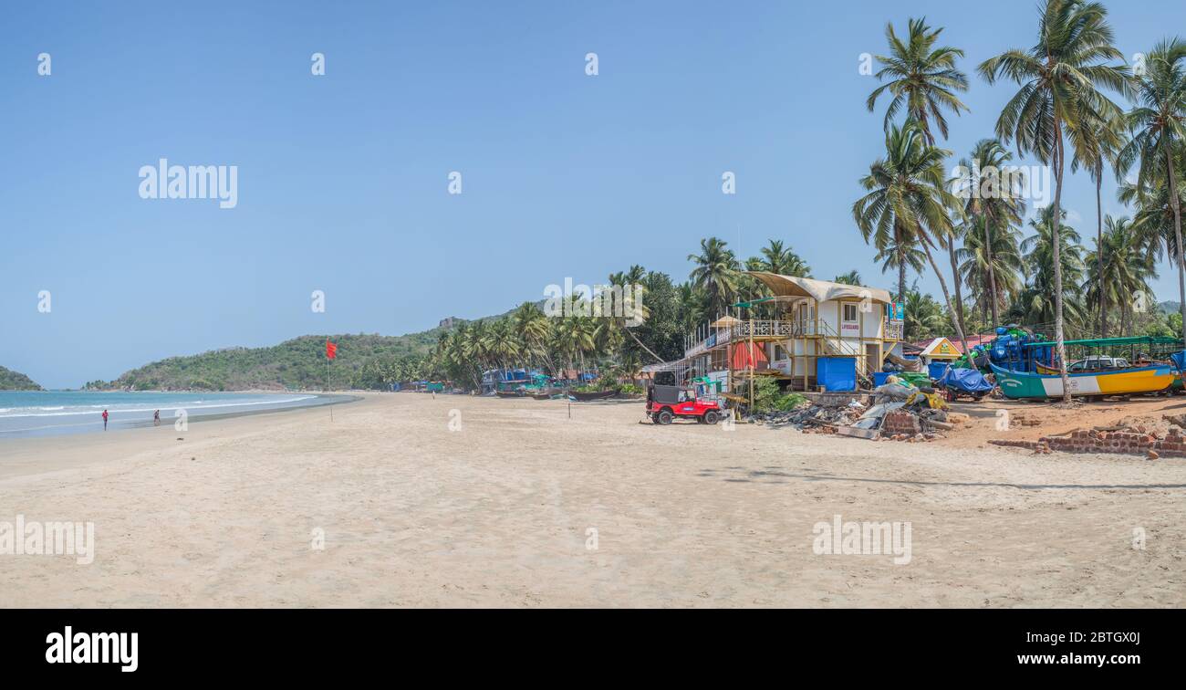 Palolem beach in Goa on a hot summer day. Stock Photo