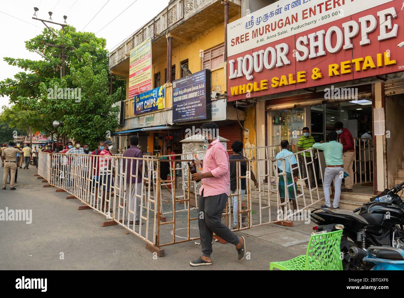 Pondicherry, India 25th May 2020 First day of opening of the liquor