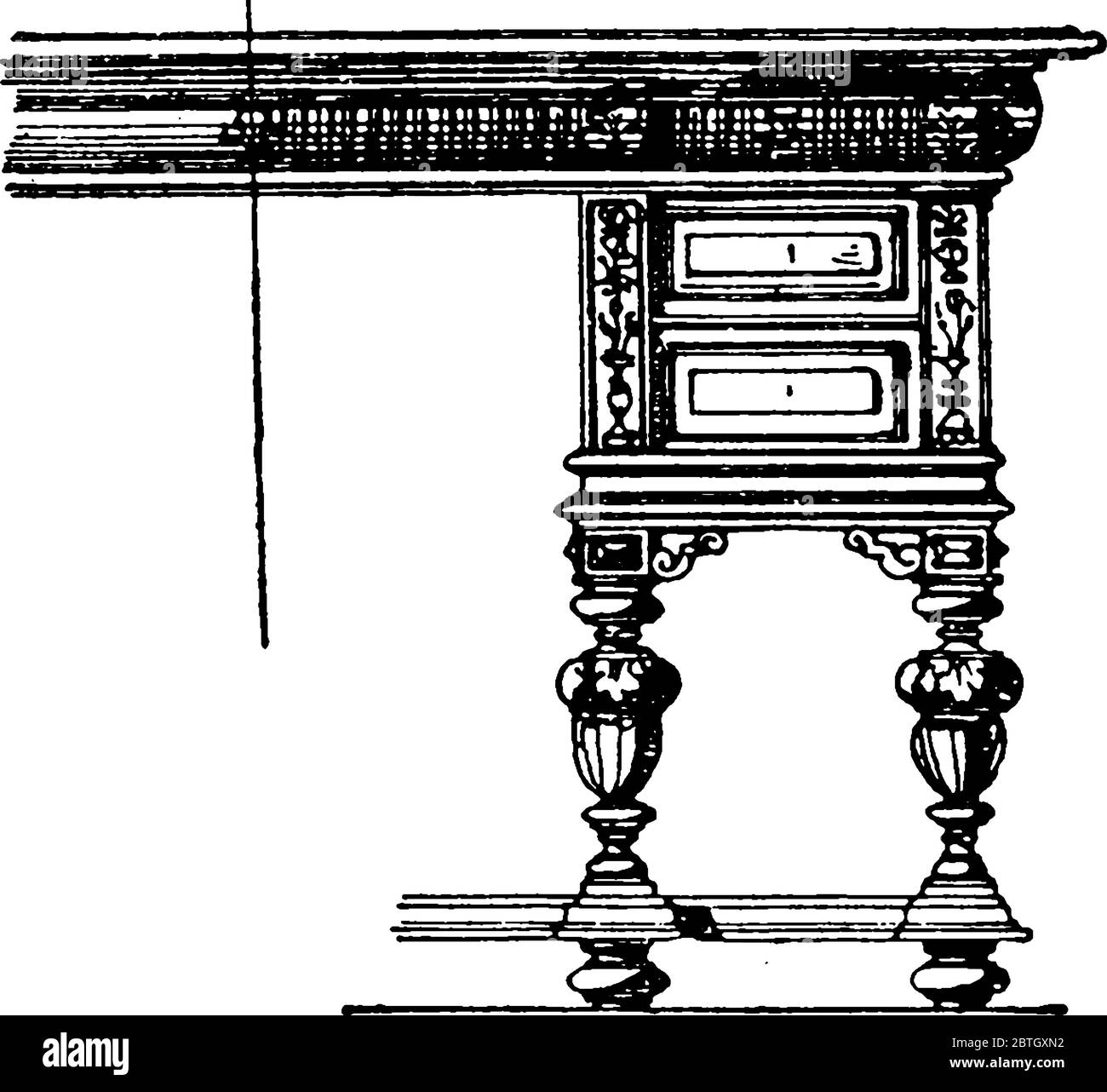 The Modern WritingTable with eight legs and side drawers, vintage line