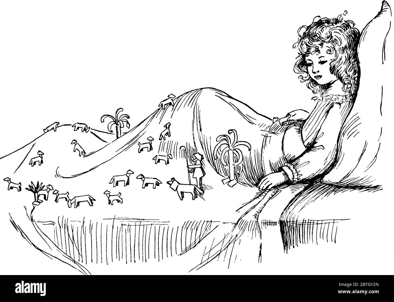 Girl lying on bed covering Cut Out Stock Images & Pictures Alamy