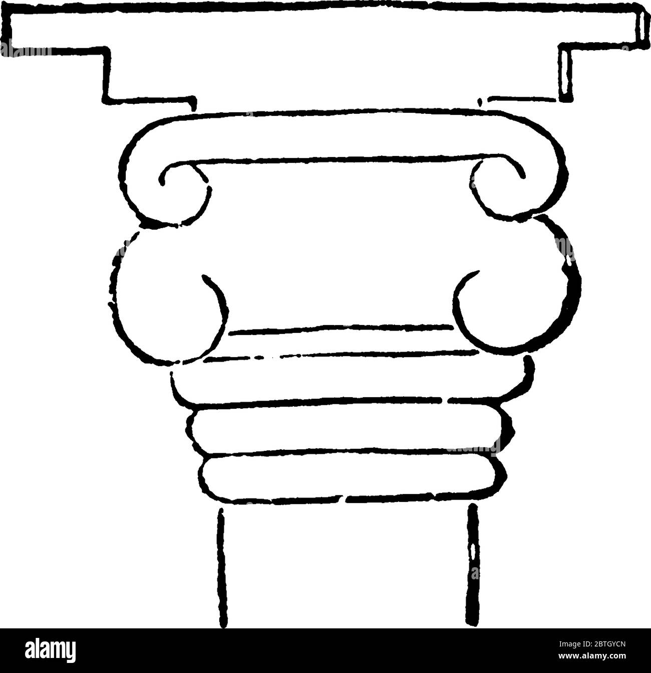 Some reliefs portray small façades of temples with capitals. This figure brings out prominently the similarity of many details with Grecian art, vinta Stock Vector