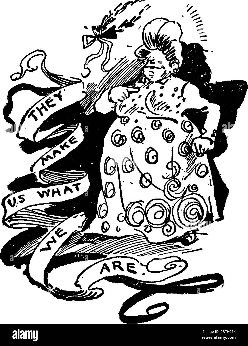Cartoon woman in dress Black and White Stock Photos & Images - Alamy