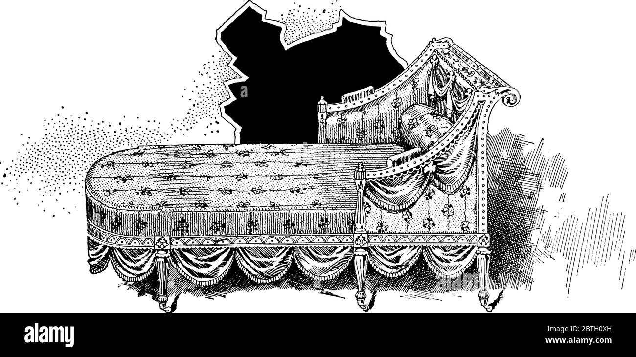 Image showing a stylish couch designed by Thomas Sheraton, vintage line drawing or engraving