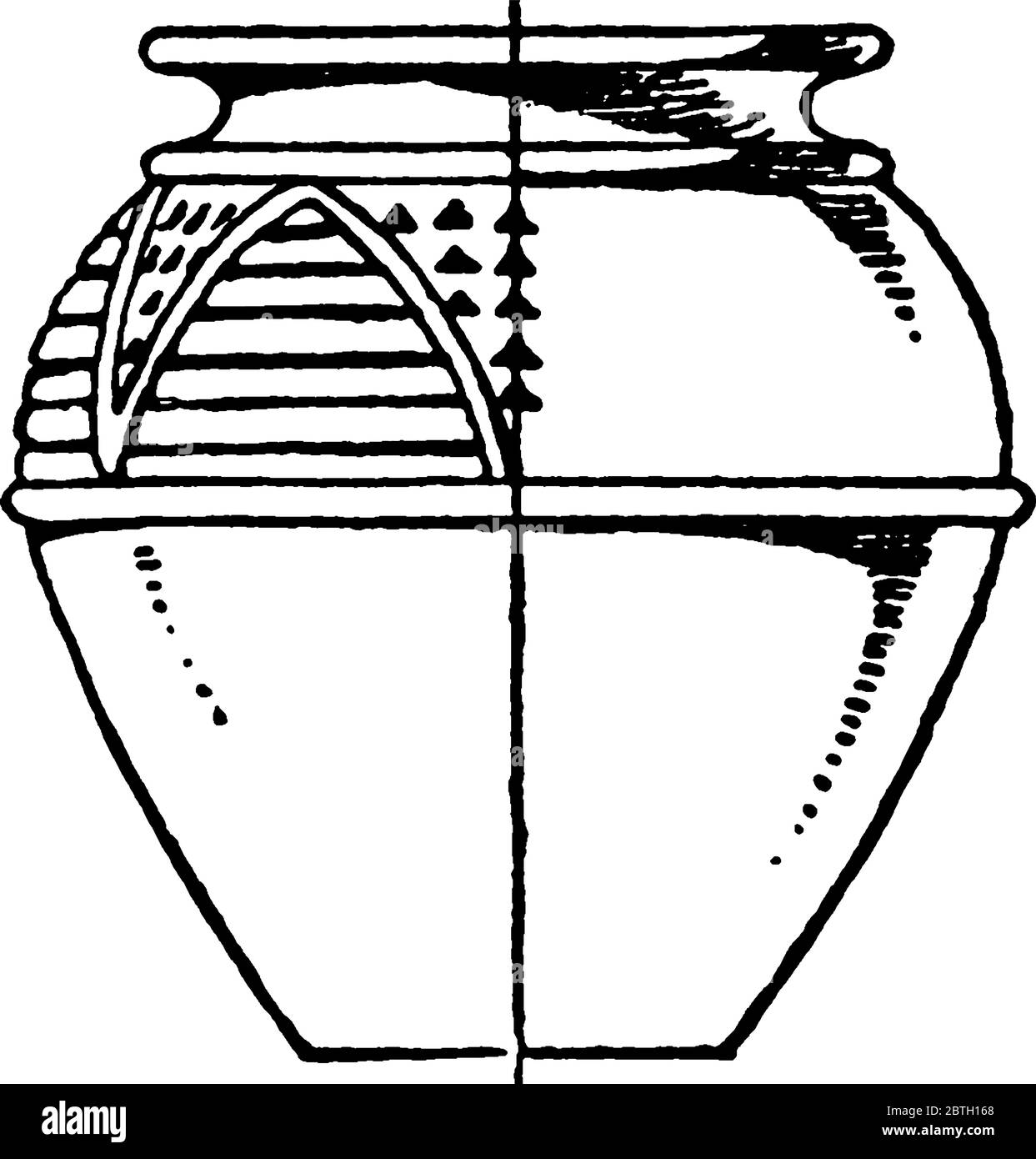 A Gallic design that was typically used in funeral rites as a repository for the ashes of the dead, vintage line drawing or engraving illustration. Stock Vector