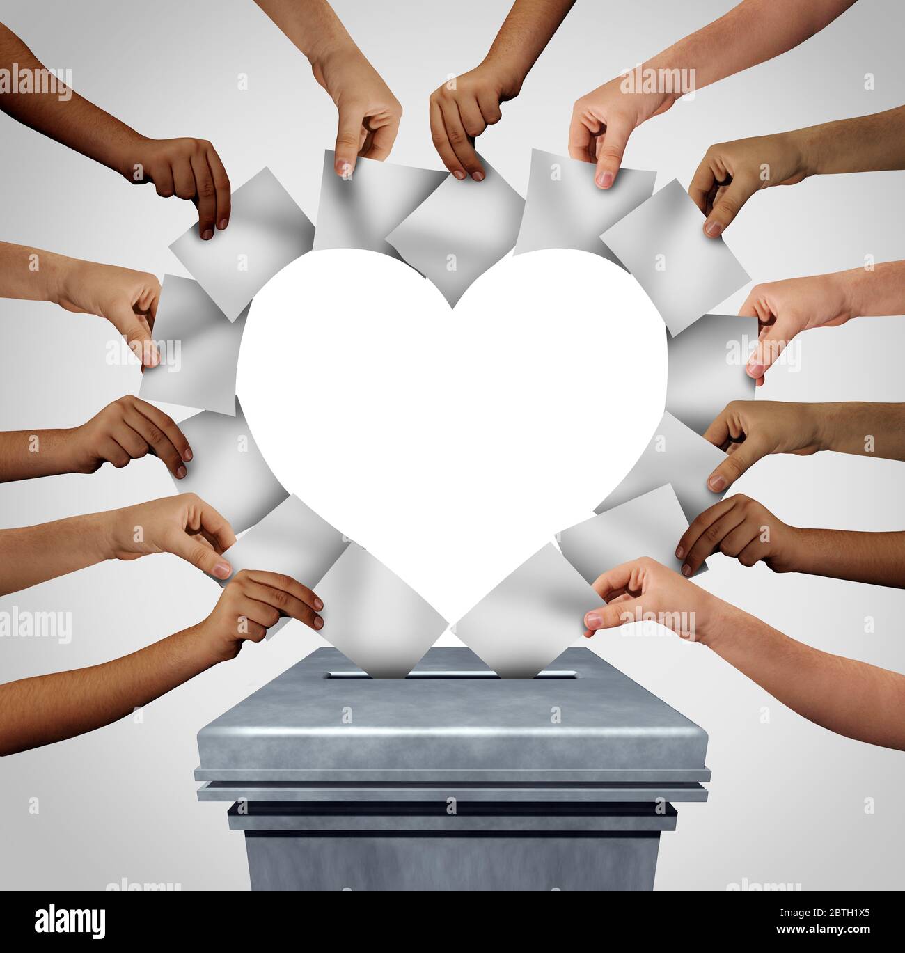 Vote love and voting diversity concept and diverse hands casting ...