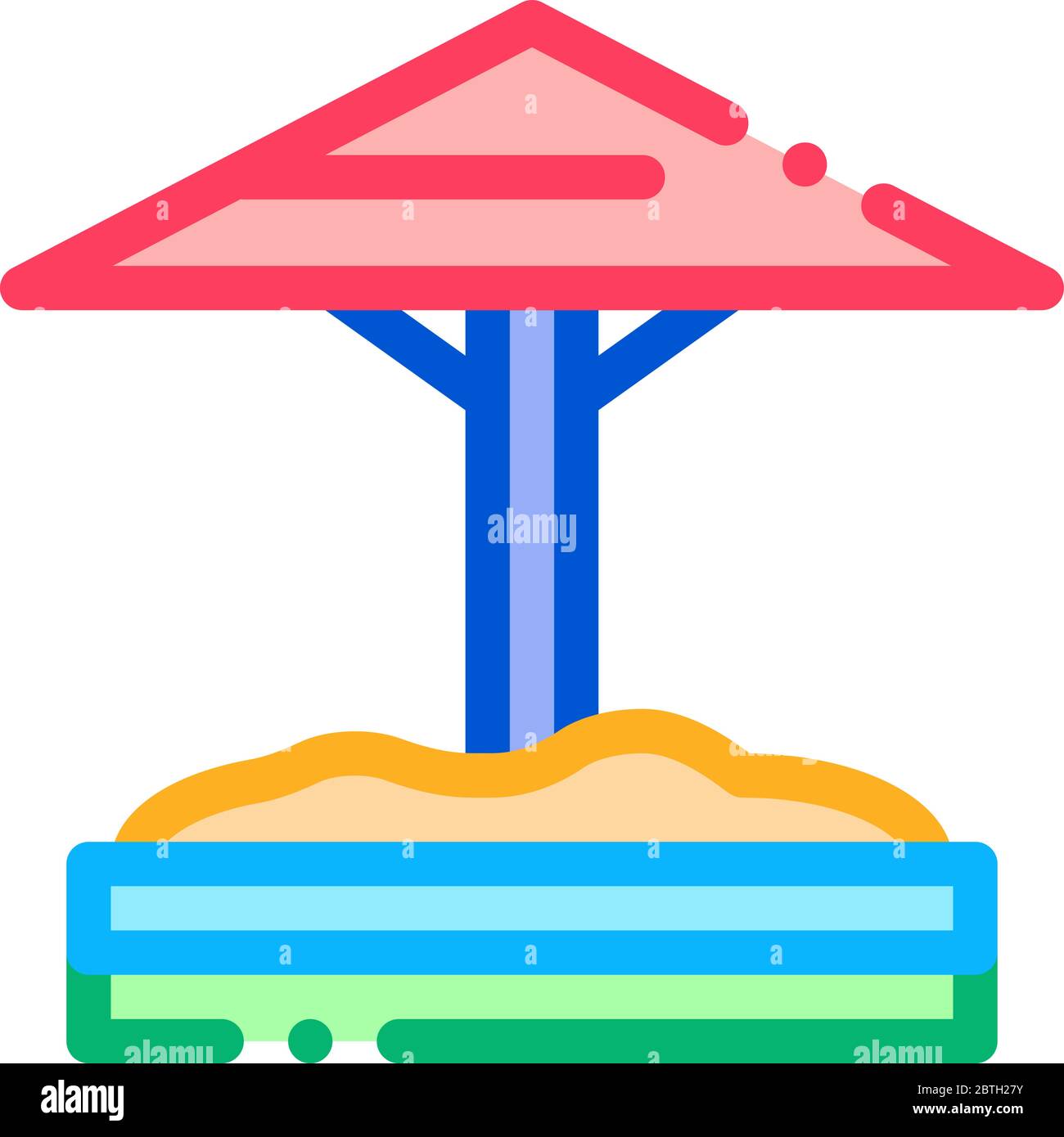 sandbox with protective umbrella icon vector outline illustration Stock ...
