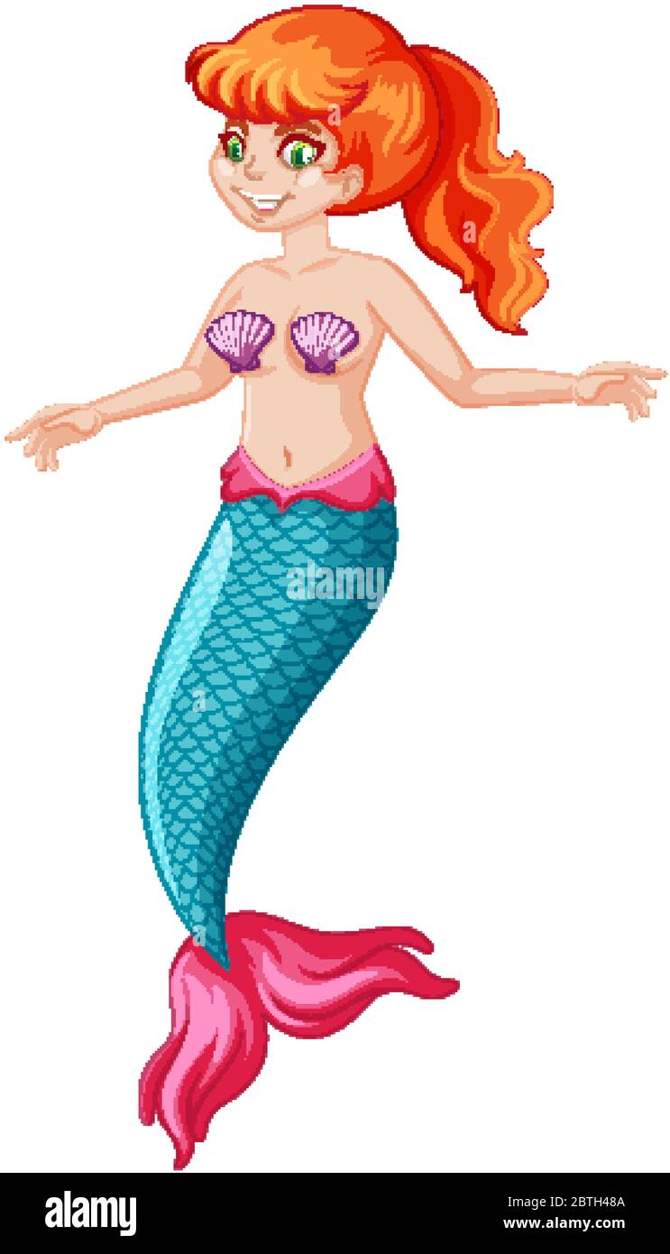 Cute mermaid cartoon character illustration Stock Vector Image & Art - Alamy