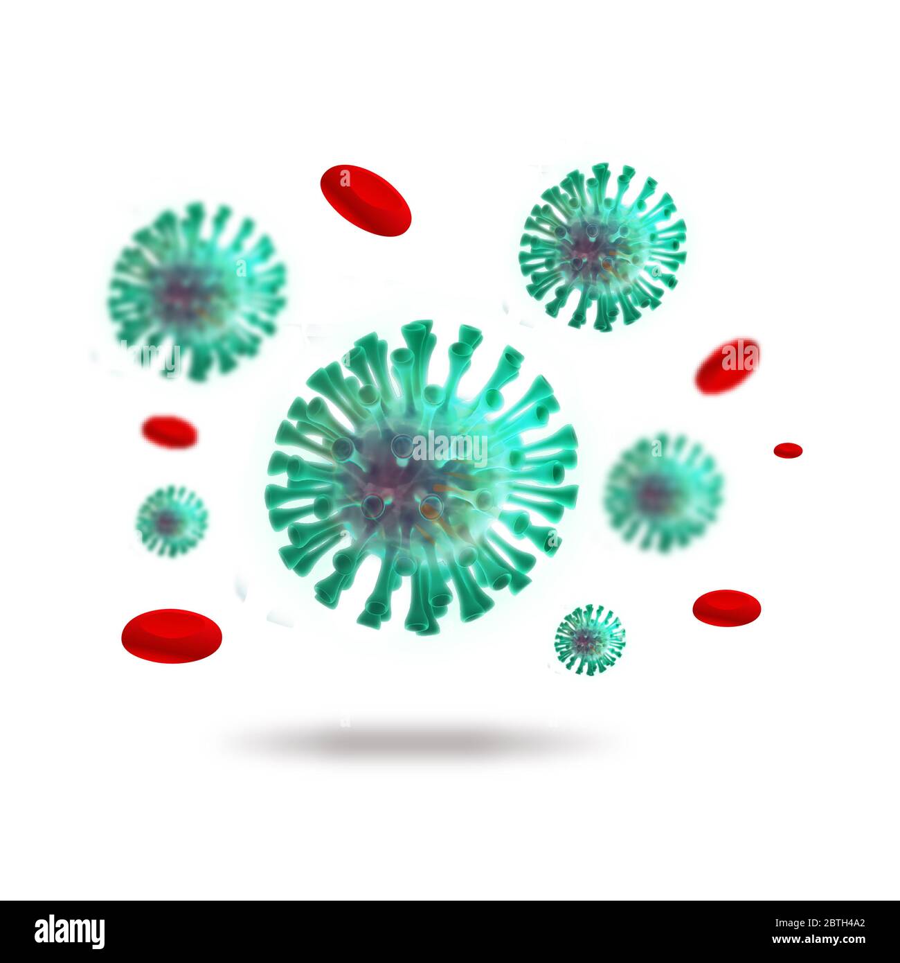 Bacteria Cell and virus cell, germ covid19 Stock Photo
