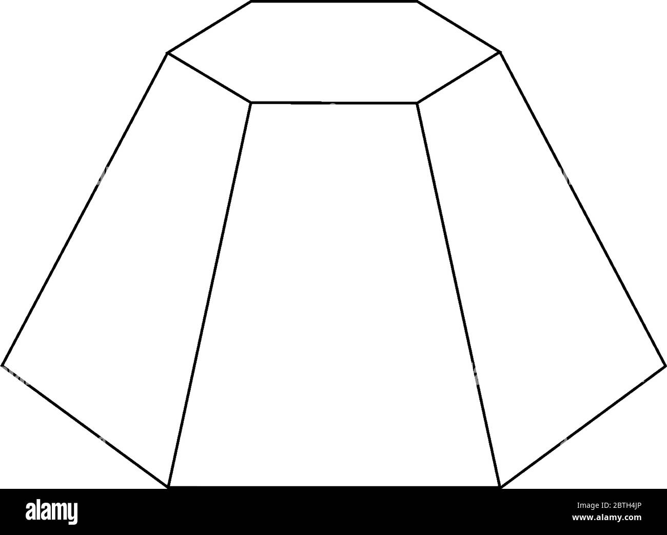 This is upside down Hexagonal frustum which is cut by plane parallel to the base of the hexagonal pyramid, vintage line drawing or engraving illustrat Stock Vector