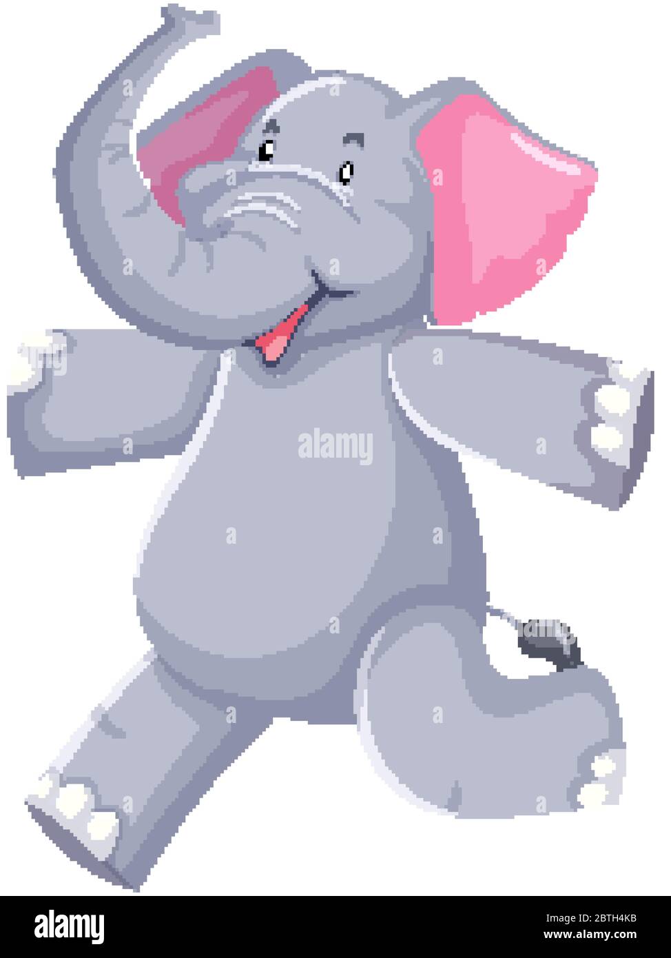 Cute gray elephant running on white background illustration Stock Vector  Image & Art - Alamy
