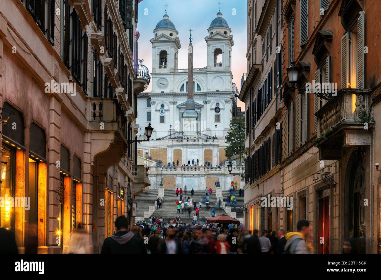 Old cozy street near Spanish Steps in Rome, Italy Stock Photo