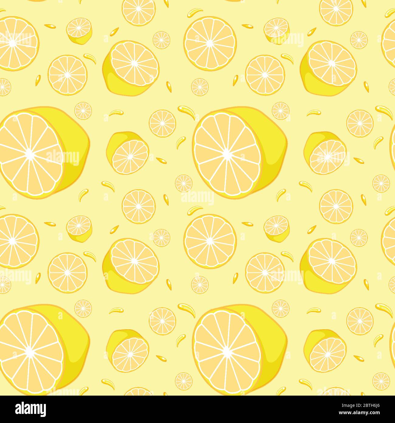 Seamless background design with yellow lemons illustration Stock Vector