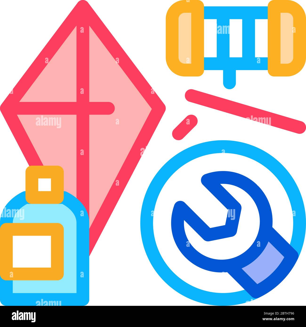 homemade hand kite icon vector outline illustration Stock Vector Image ...