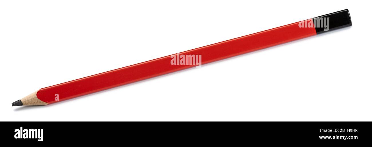 a red carpenter pencil in white back with shadow Stock Photo