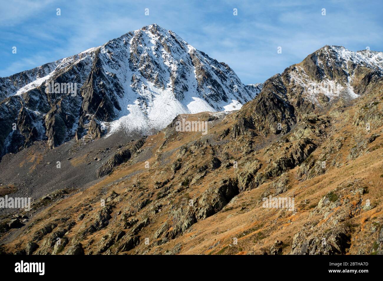 Comapedrosa peak (2942m).Highest peak in Andorra. Stock Photo
