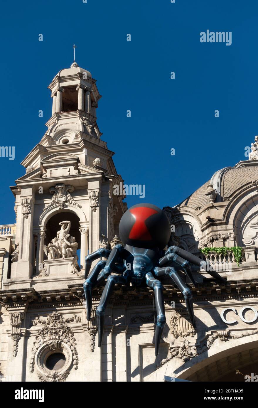 Giant spider advertising a show at the Coliseum theatre.Barcelona.Spain Stock Photo