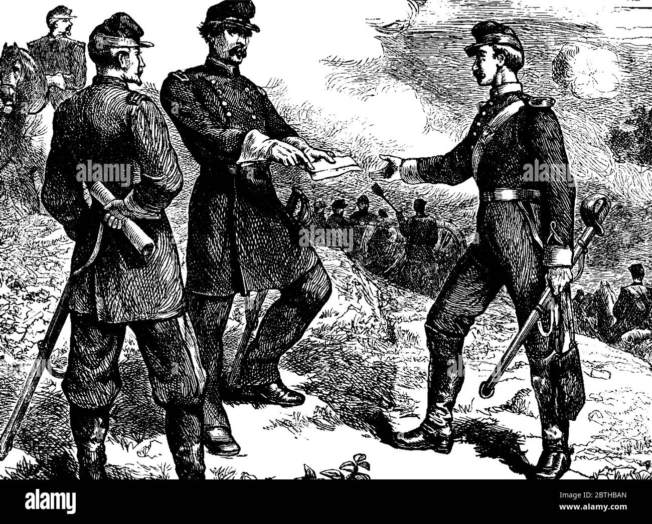 Figure showing major General George Brinton McClellan, he was a Major general during the American Civil War, vintage line drawing or engraving illustr Stock Vector