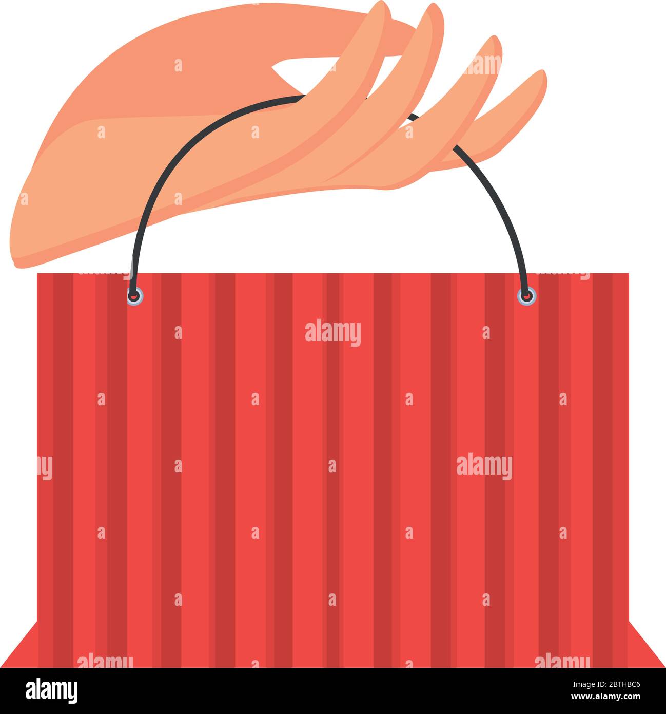 shopping bag hanging on hand on white background vector illustration