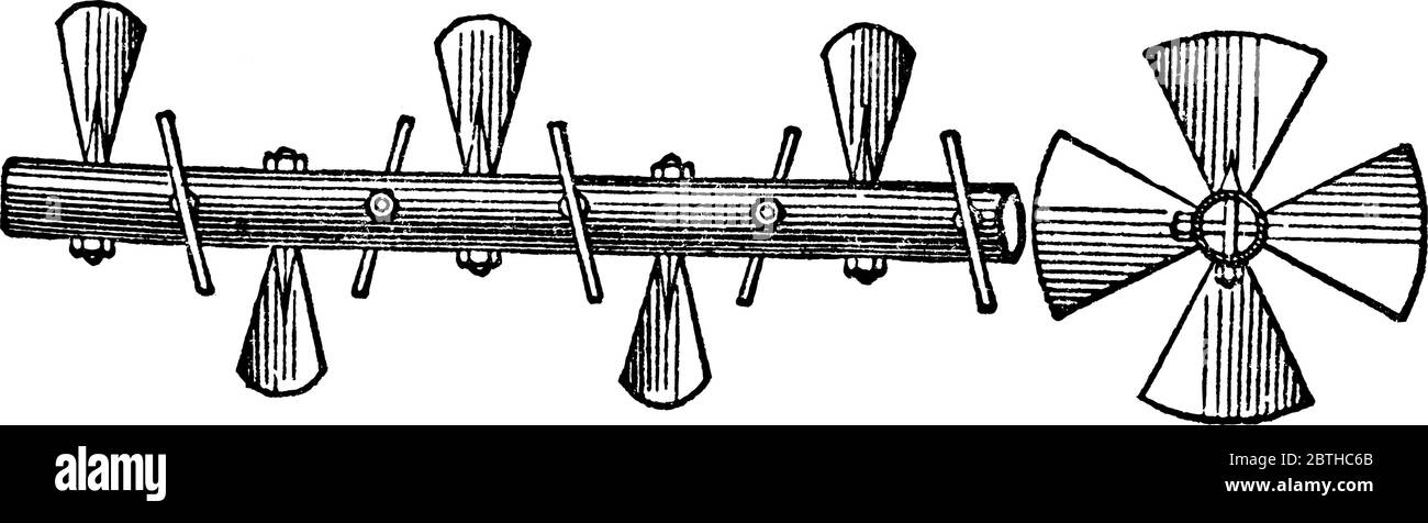 A paddle worm conveyor vintage line drawing or engraving