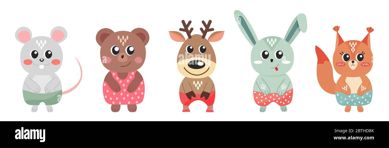 Set of cute woodland animals stock vector illustration Stock Vector ...