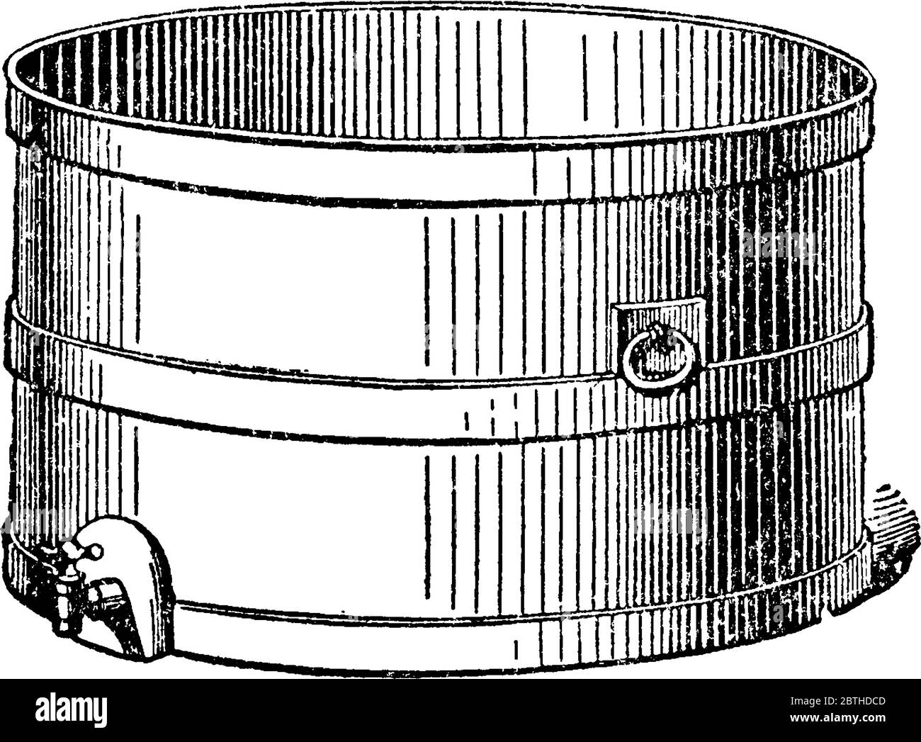 A typical representation of a CheeseTub, vintage line drawing or