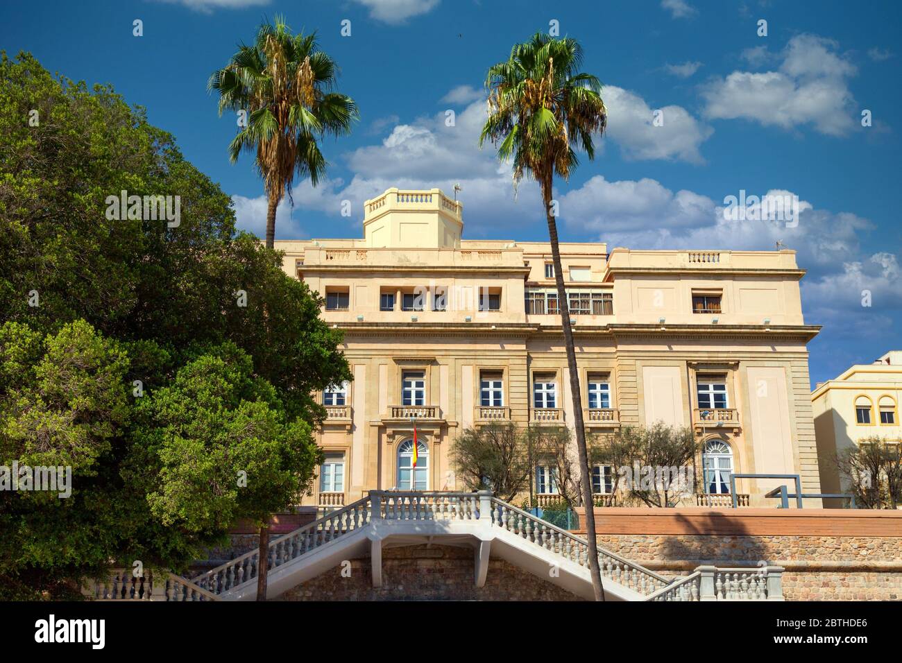 Cartegena Promenade and Palm Trees Stock Photo