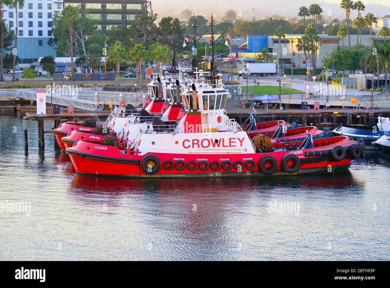 Three Crowley Tugboats Stock Photo