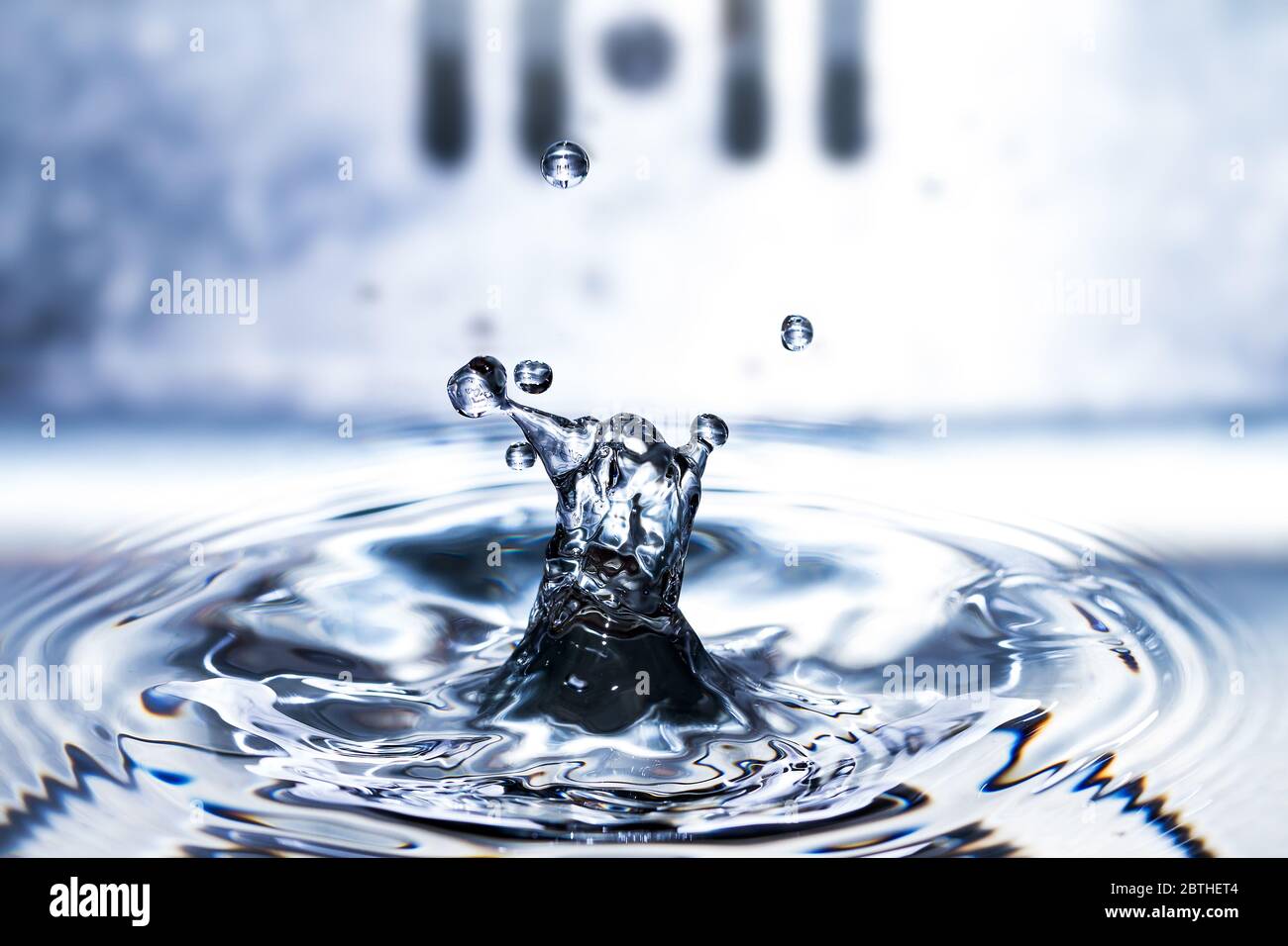 Beautiful high speed image of a water drop experiment Stock Photo Alamy