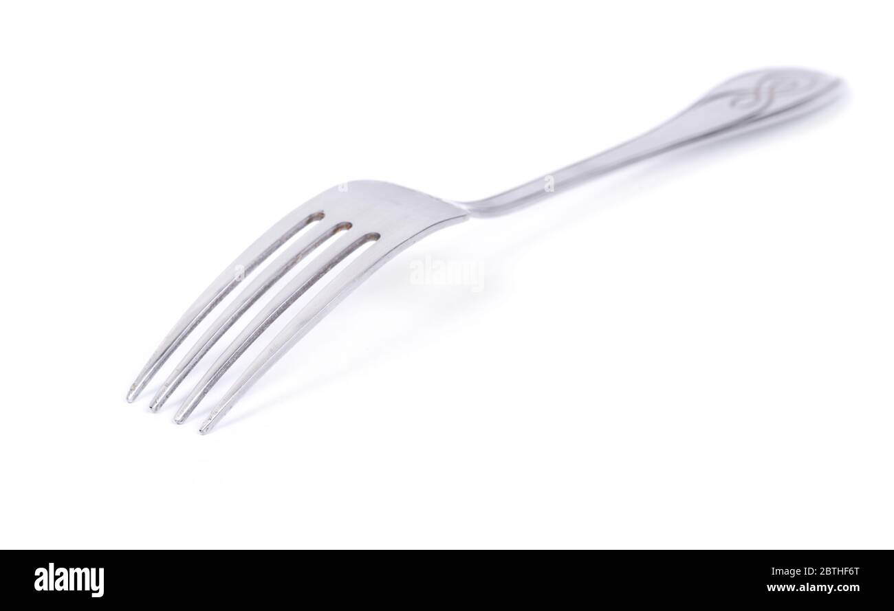 Stainless steel fork isolated on white background Stock Photo