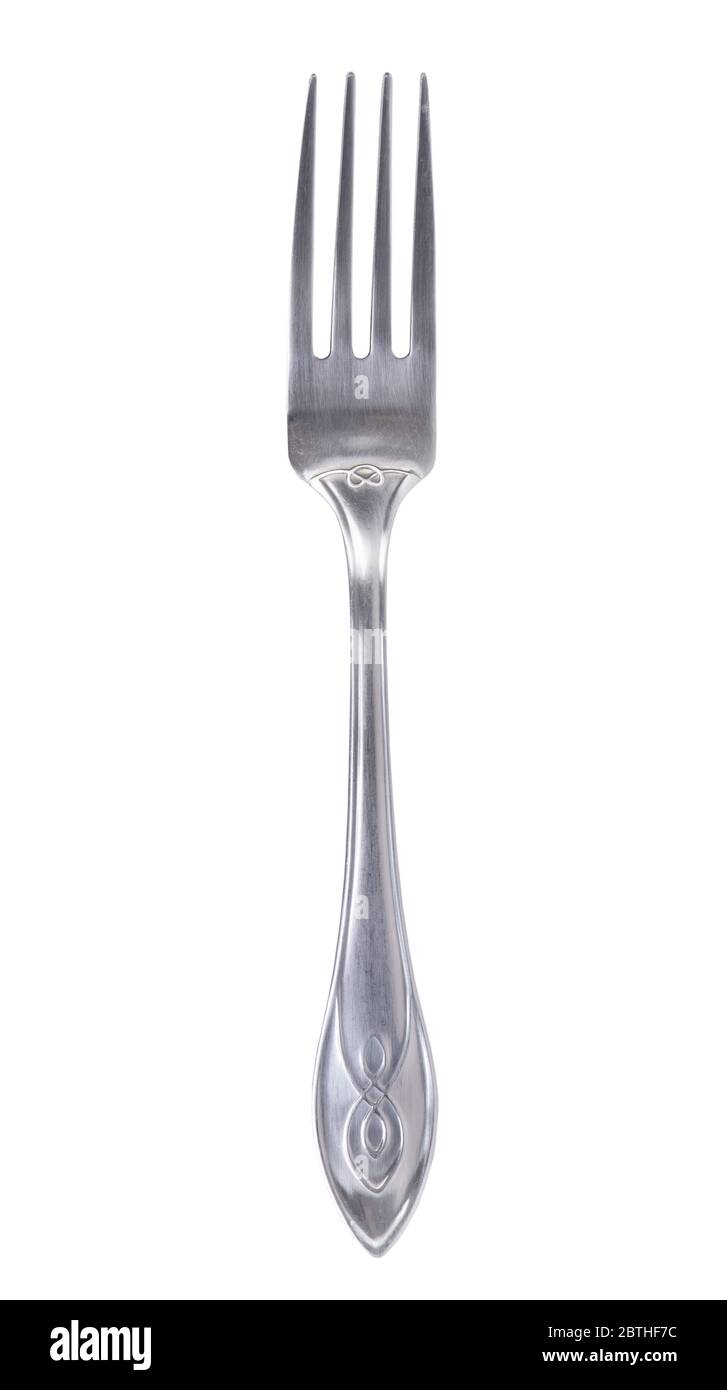 Stainless steel fork isolated on white background Stock Photo