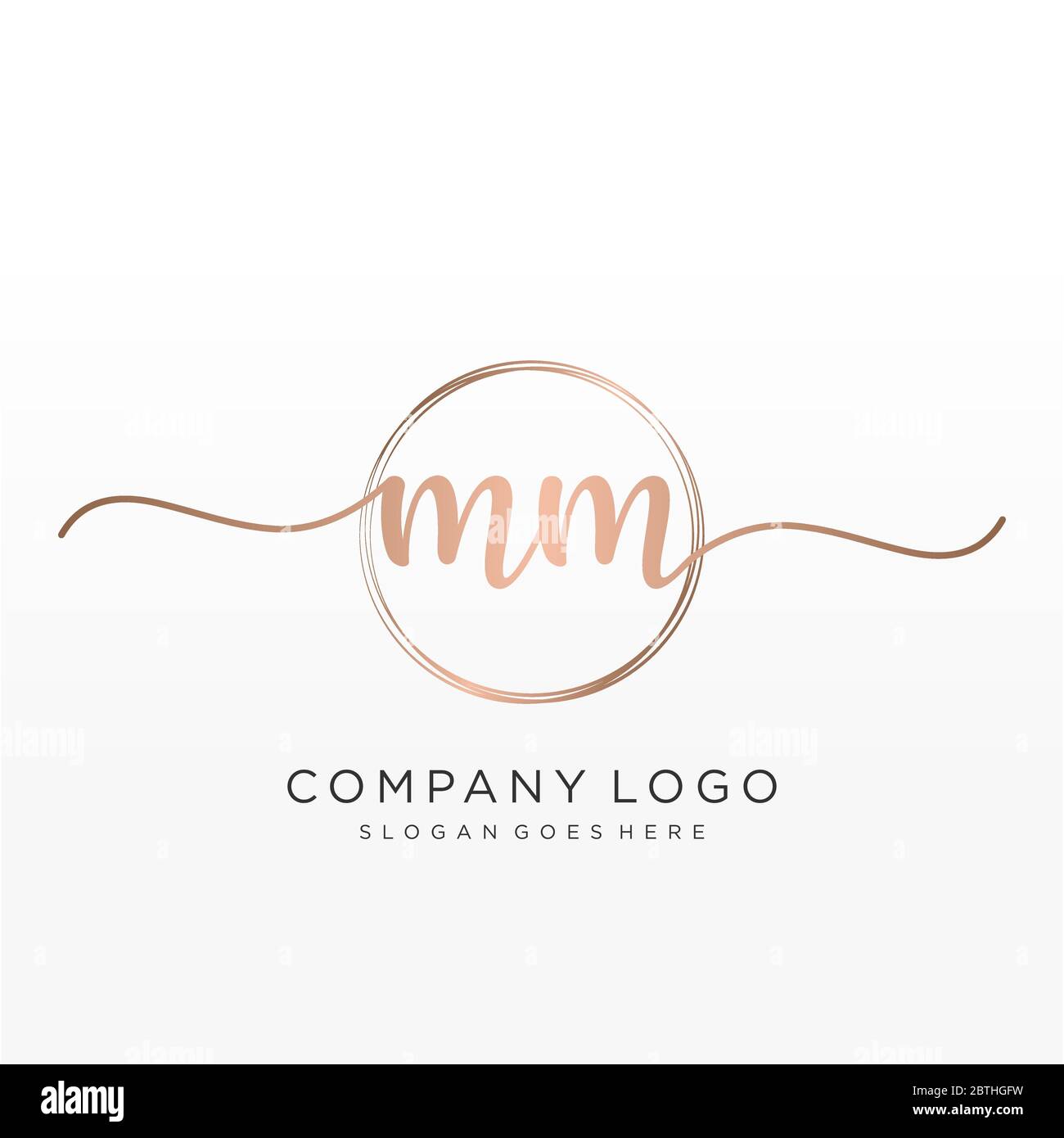 Initial MM handwriting logo with circle template vector Stock