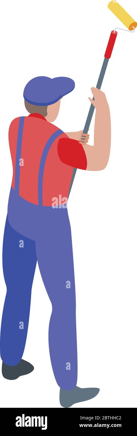 Craftsman painting icon, isometric style Stock Vector