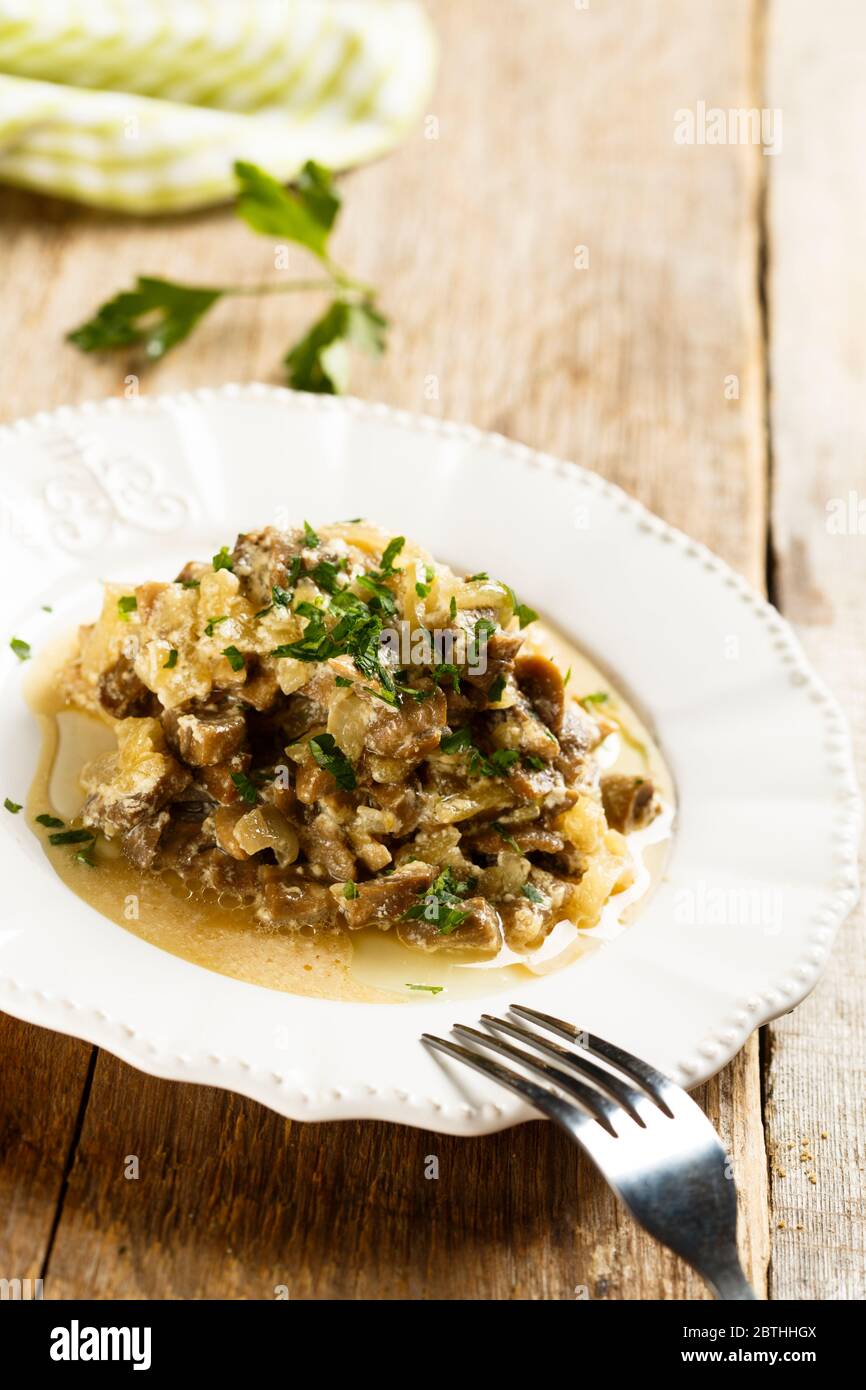 Homemade mushroom ragout with onion Stock Photo - Alamy
