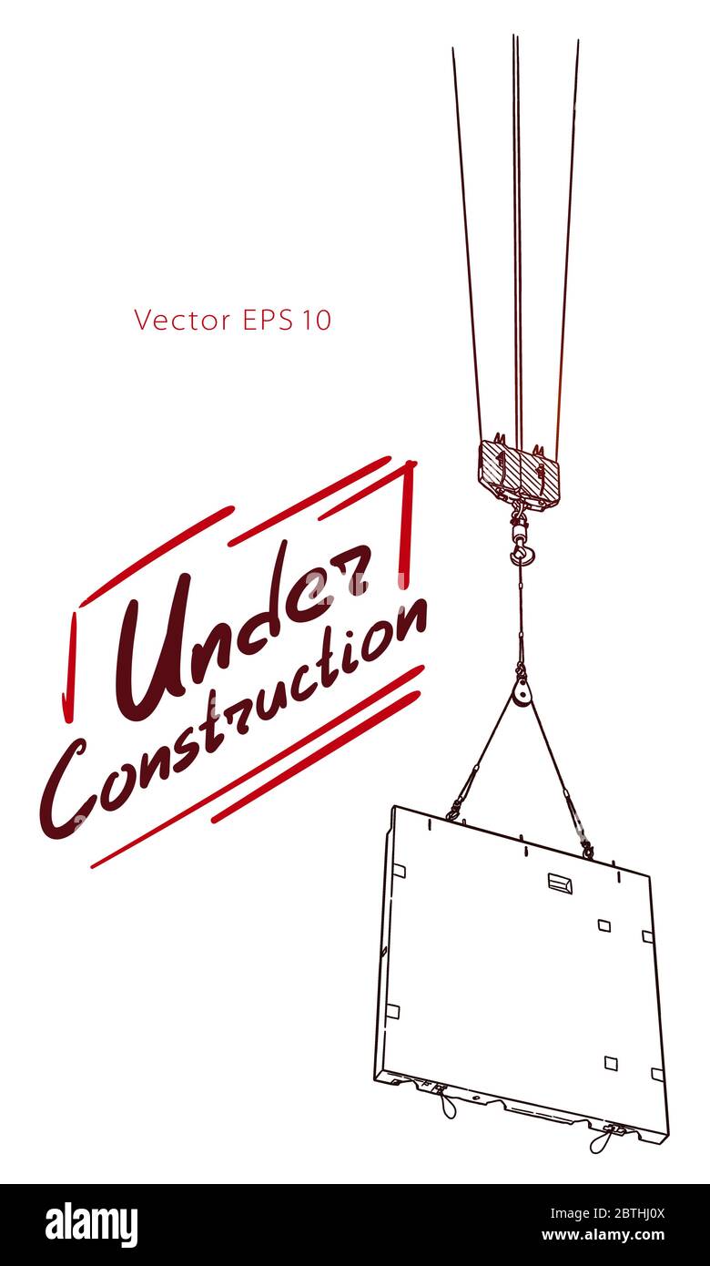 Sketch. Construction crane hook. Vector hand draw Stock Vector