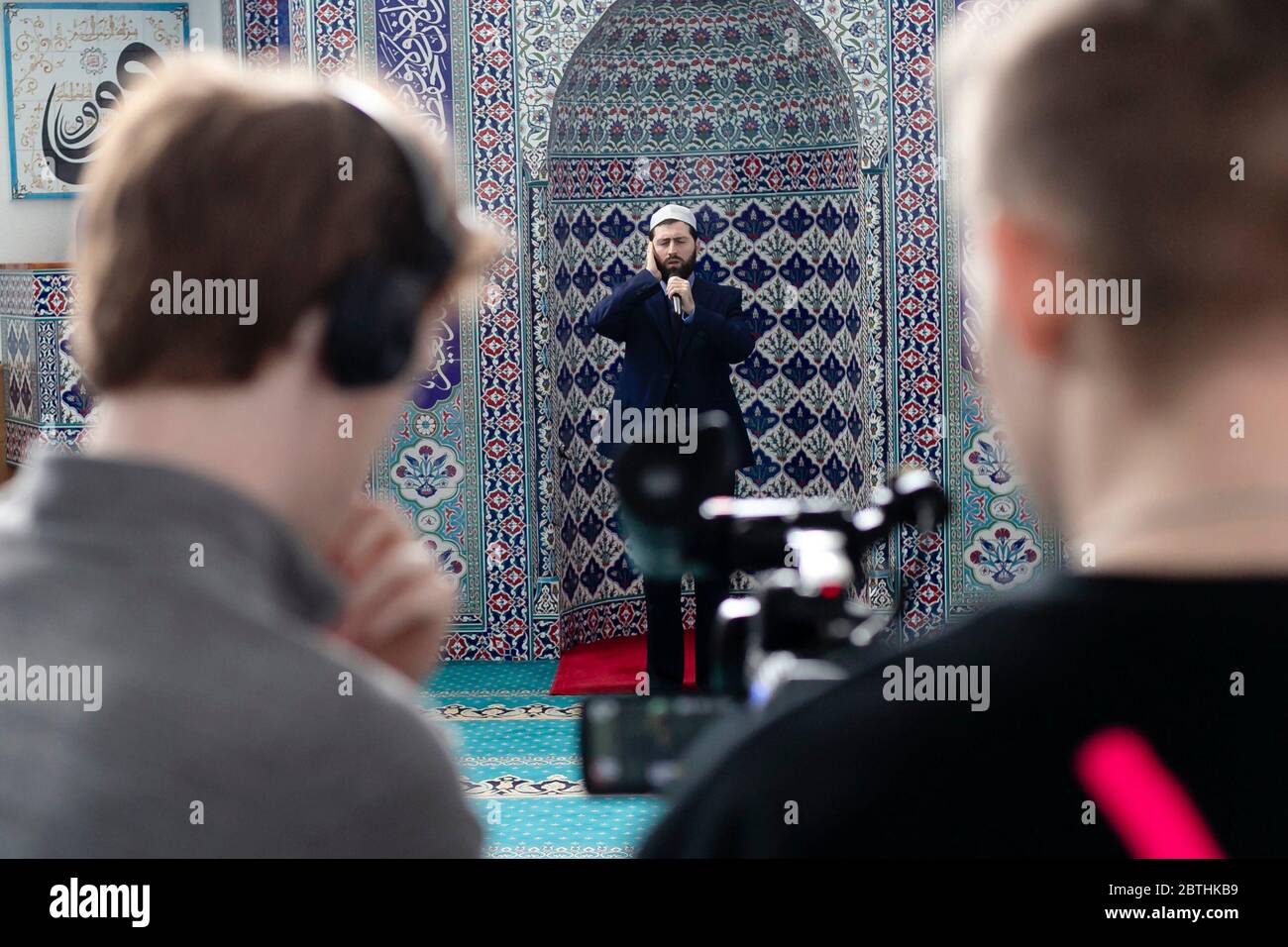 Kiel Germany th May The Hamburg Imam Enes Abdullah Cergel Sings The Call To Prayer During A Video Recording On The Occasion Of The Ramadan Festival In The Mosque Of The